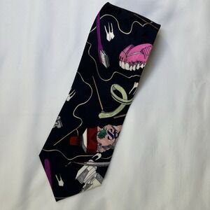 Vintage Nicole Miller 1992 Tie Novelty Graphic Print Teeth Dentist Wide Dr Floss
